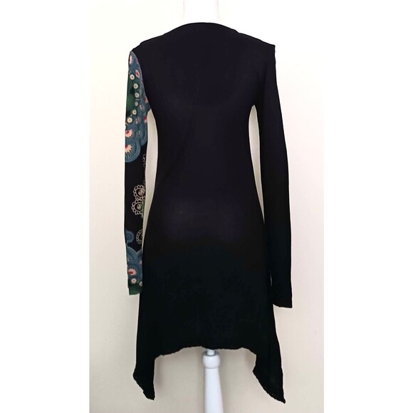 Desigual L/S Dress Bright Abstract Print Asymmetrical Hem Sz S - Picture 5 of 9